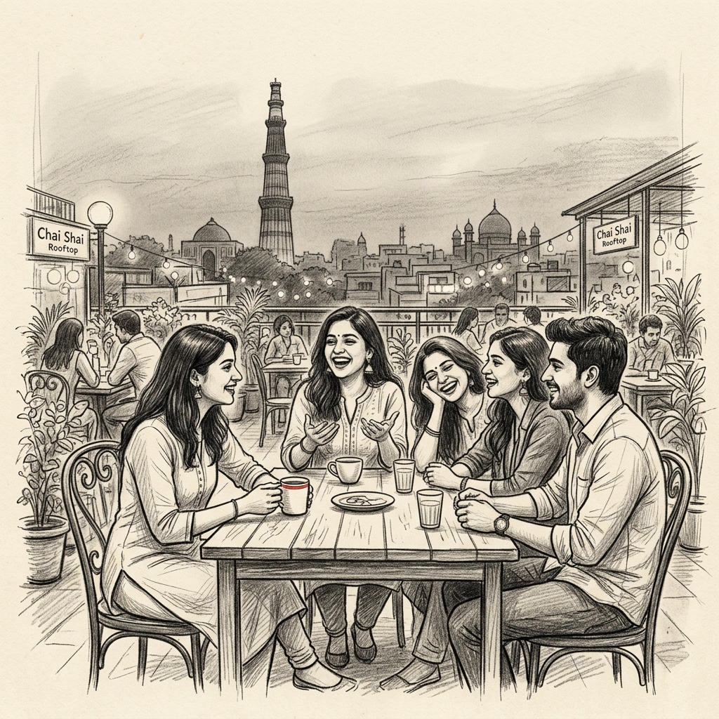 Friends sitting together in Delhi representing Humrah social companionship